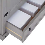 IDIMEX Armoire Ramon penderie pour vêtements en pin Massif Gris et Brun avec 2 Portes et 1 tiroir, Meuble de Chambre Style Mexicain en Bois dim 100 x 190 x 51 cm