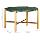 pedkit Table Basse Table de Canapé Vert 60x60x35 cm Pierre véritable Texture marbre