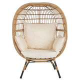 Beliani - Fauteuil Cocon - Veroli - en Rotin PE et Acier, Naturel, Coussins Beiges