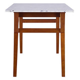 Teamson Home Table à Manger rectangulaire Faux marbre Blanc Pieds Noyer Ashton VNF-00079W