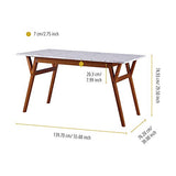 Teamson Home Table à Manger rectangulaire Faux marbre Blanc Pieds Noyer Ashton VNF-00079W