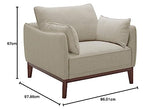 Marque Amazon - Stone & Beam Hillman Fauteuil pour salon style Mid-Century avec pieds et base en bois, 99 cm de large, Ivoire,