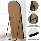 NeuType Grand Miroir de Sol arqué avec Support pour Chambre à Coucher Debout ou penché Contre Un Mur en Alliage d'aluminium Noir 165 x 56 cm