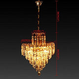 Ridgeyard Lustre en Cristal 3 Lumineux Chaîne Réglable Moderne Style Goutte de Cristal K5 Eclairage LED de Plafonnier Plafond pour chambre salon couloir,7 Niveaux, Or
