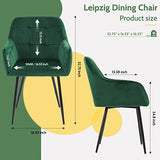 Perfur Casa Chaises de Salle à Manger Lot de 2, Chaise Cuisine en Velours Capitonnées avec Dossier Et Pieds en Métal,Vert