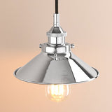 Pathson 21.6cm Abat-Jour en Fer Suspension Luminaire Vintage Industrielle E27 Eclairage Rétro Plafond Lampe Plafonnier Pendant Lampe pour Café,Cuisine,Salle à Manger(Ampoule Non Inclus) Chrome