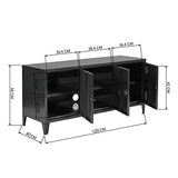 MEUBLE COSY Grand Espace 3 Portes Métal Bureau Armoire 2 Couches Buffet de Rangement Meuble Télévision, Noir, 120 x 40 x 58cm