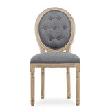 INTENSEDECO Lot de 6 chaises médaillon capitonnées Louis XVI Tissu Gris