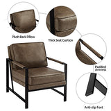 Yaheetech Fauteuil de Salon Confortable Cadre Métal Fauteuil de Chaise pour Salon Chambre Salle de Séjour Bureau Intérieur