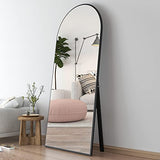 CASSILANDO Miroir de sol avec support - 150 x 50 cm - Miroir de sol arrondi - Grand miroir mural dans la chambre à coucher, le dressing (noir)