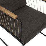 HOME DECO FACTORY HD7163 Fauteuil Assise Siege Salon Pieds, Métal, Marron-Noir-Bois, 63x79x73cm
