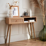Alice's Home Console en cannage 100x29x81cm - Bohème - 1 tiroir.1 Espace de Rangement. Pieds scandinaves en Bois. 1 poignée