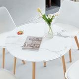 FURNITABLE Table de Salle à Manger Ronde, Table de Cuisine Scandinave pour Salon, Bureau, Cuisine, 4 Personnes, 80 x 80 x 74 Cm, Marbre