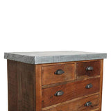 Stuff Factory Commode en Bois recyclé galvanisé avec 5 tiroirs 80 x 45 x 80 cm