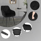 WOLTU Chaises Salle à Manger Lot de 6, Fauteuil Salon, Chaise Scandinave, Chaise de Cuisine en Velours, Assis Rembourré avec Accoudoirs et Dossier, Pieds en Métal, Noir, BH352sz-6