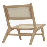 HOMCOM Fauteuil de Salon Relax, Fauteuil Lounge, Design bohème, Structure Bois d'hévéa, Dossier Assise cannage, Assise Profonde, Fauteuil Relax pour Salon/Chambre, Naturel