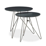 Relaxdays Table console table d'appoint canapé table basse gigogne lot de 2 design design moderne avec plateau rond en bois gris mat laqué diamètre 60 et 40 cm pieds en métal, gris mat