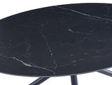 Casa Vital MELISANA Table à manger ovale Noir mat avec motif marbré 160 x 90 x 76 cm Charge maximale 50 kg