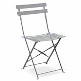 Alice's Garden - Salon de Jardin bistrot Pliable - Emilia Rond Gris Taupe - Table Ø60cm avec Deux chaises Pliantes. Acier thermolaqué