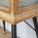 Made In Meubles Vitrine en Bois de Sapin et Verre strié 2 Portes Nicole