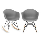 blumfeldt Skandi - 2 fauteuils à Bascule relaxants, Look rétro des années 70, Cadre en Fer, Siège en polypropylène résistant, Véritables Patins en chêne, Résistant aux intempéries, Gris