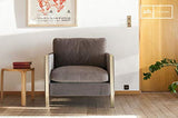 pib Fauteuil en Velours Brompton - Grand Confort d'assise, Association Facile, Esthétique intemporelle, Finition dorée | Un Fauteuil en Velours Gris aux airs Art déco - Or nacré (L88 x H82 x P78 cm)
