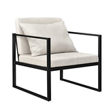 Lot de 2 Fauteuils Design de Salon avec Accoudoirs Siège et Dossier Rembourrré Armature Solide Housse en Polyester 70 x 60 x 60 Sable