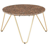 HINSD Table basse marron 65 x 65 x 42 cm en pierre véritable avec texture marbre