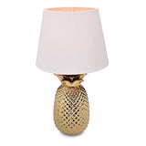 Navaris Lampe LED Forme Ananas - Lampe de Chevet et Veilleuse Design 40 cm en Forme d'Ananas - Lampe de Table Décorative Salon Chambre - Or/Blanc