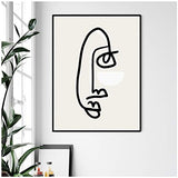 Sunglade Dessin au Trait Noir et Blanc Visage Abstrait Dessin au Trait Imprime Affiche Nordique décoration Photo Boho Wall Art Decor   19,6"x 27,5" (50x70cm) sans Cadre