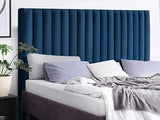 Vente-unique - Tête de lit Coutures Verticales Sarah - 170 cm - Velours - Bleu Nuit