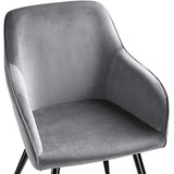 TecTake Lot de 4 Chaises de Salle à Manger Chaises Rembourrées Fauteuil Salon Design Scandinave Pieds en Metal Noirs Élégant avec Accoudoirs – Gris