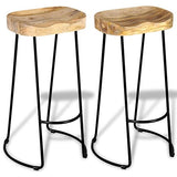 vidaXL 2X Bois de Manguier Massif Tabouret de Bar Gavin Meuble de Bistrot