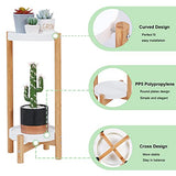 unho Porte Plante en Bambou, Etagère Plantes à 2 Niveaux Cache Pot sur Pied Plante Intérieur Lot de 2 Support Plantes Extérieur pour Salon Balcon Jardin Bureau, Blanc Charge Maximale 10kg*2
