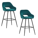 JaHECOME Lot de 2 Tabourets de Bar avec Dossier, Accoudoirs et Repose-Pieds,Chaises de Bar Roubourés, Pieds en Métal Chaises pour Salon, Bistrots (2, Vert)