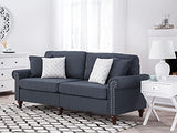 Canapé Fixe 3 Places Tapissé en Tissu Gris Foncé avec Clous Décoratifs pour Salon au Style Moderne Beliani
