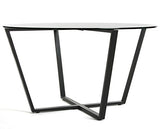 Mango Steam Table Basse Rond en Verre, Dessus Clair et Base Noire