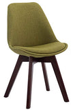 CLP Chaise Retro Design Borneo V2 Tissu I Chaise Visiteur Pieds en Bois Dossier Et Assise Ergonomique Chaise Scandinave I Couleur:, Couleur:Vert, Couleur du Cadre:Noyer