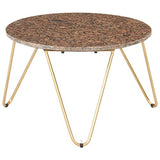 HINSD Table basse marron 65 x 65 x 42 cm en pierre véritable avec texture marbre