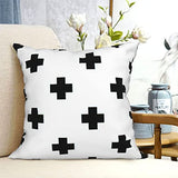 Housse de coussin carrée avec fermeture éclair invisible Motif croix suisse Noir/blanc 45,7 x 45,7 cm
