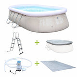 Alice's Garden - Kit Piscine géante Complet - Onyx Grise - autoportante Ovale 5,4x3m avec Pompe de Filtration, bâche de Protection, Tapis de Sol et échelle, Piscine Hors Sol autostable,