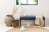LIFA LIVING Banquette d'intérieur, Tabouret en Velours Bleu pour Chambre à Coucher, Salon et entrée, pour 2 Personnes, Style Vintage