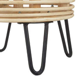 Relaxdays 10021509_126 rotin, Pouf Rond, Tabouret Design, Repose, Fauteuil tressé 4 Pieds, Nature, 44x40x40