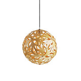 KAIKEA Suspension en bois, luminaire sphérique à 1 lumière, suspension tissée, finition de couleur bois, suspension à boule, plafonnier suspendu pour patio, couloir, cuisine, îlot, chambre, salle à ma