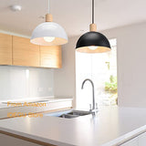 iDEGU Lot de 2 Lustres Suspensions Rétro Suspension Luminaire Moderne Style Demi-Cercle Plafonnier E27 en Bois Métal Lampe Suspension pour Chambre Salle à Manger Cuisine, Ø 20CM (2 Pack Blanc)