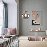 LFsem Plafonnier Simple Tête Coloré Ø15cm Globe En Verre Suspension E14 Loft Chambre Restaurant Suspension Lustre Simple Moderne (Gris Fumée)