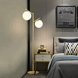JHSHENGSHI Lampadaires Nordic Sphere Lampadaire LED, 3 lumières en Verre dépoli Globe Shade Tall Pole Lampadaire pour Salon Chambre Bureau lampadaire
