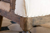 Fauteuil Rond Léonie - Bois massif, Bois ancien, Grand confort d'assise, Rembourrage intérieur dense, Finition brossÃ | Le charme du bois massif et de la toile de jute - Beige (L73 x H88 x P84 cm)