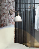 Applique murale industrielle Phansthy avec interrupteur marche-arrêt, applique murale rétro avec abat-jour en métal dôme, éclairage intérieur E27 pour cuisine chambre salon (blanc)