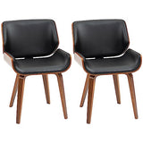 HOMCOM Lot de 2 chaises de Salle à Manger Style Vintage Assise revêtement synthétique Noir et Pieds en Bois